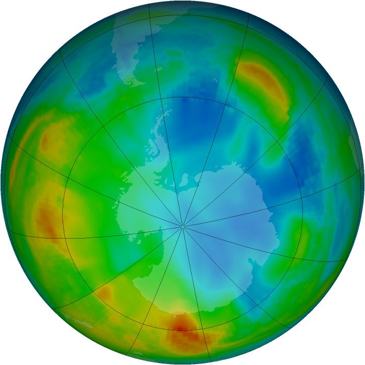 Antarctic ozone map for 25 June 2001